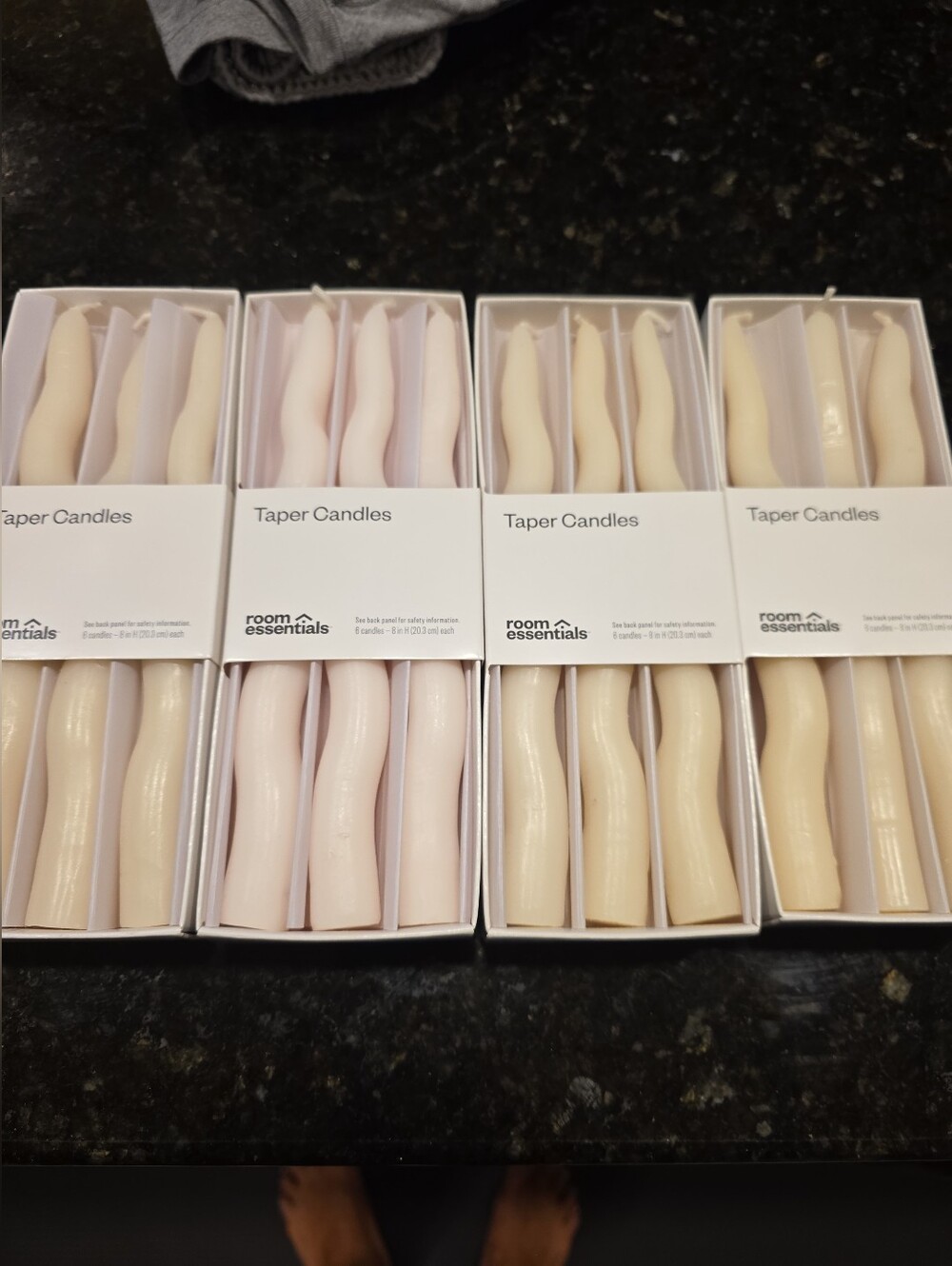 Room Essentials Cream and Blush Twisted Taper Candles - Set of 4pck, 24 Candles.